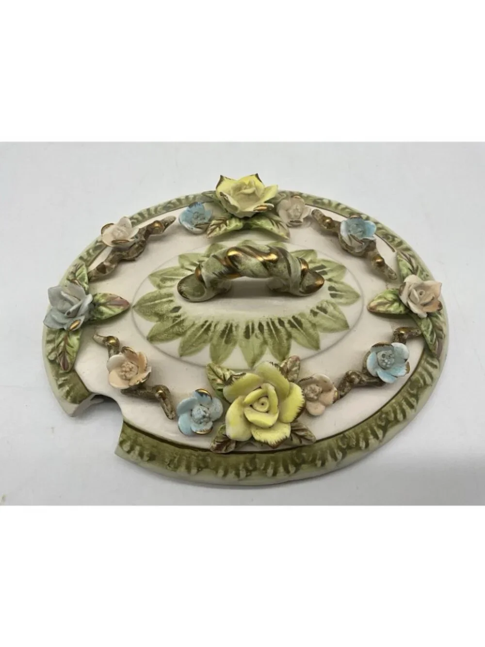 Lenwile Ardalt Fine Tureen, Lid and Ladle Set # 7004 Capodimonte Style Flowers